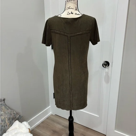 Black Swan Olive Brown Faux Suede Mini Dress - Picture 4 of 6